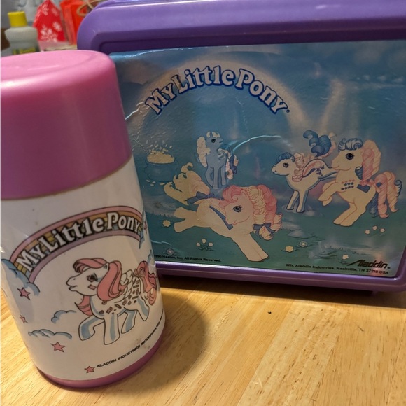 Vintage My Little Pony Lunchbox with Thermos Purple Plastic Aladdin Hasbro 1990 - Picture 1 of 4